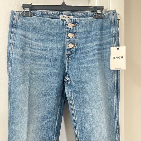 Re/Done Button Fly Crop Bootcut Jeans Size 26 - Picture 7 of 14